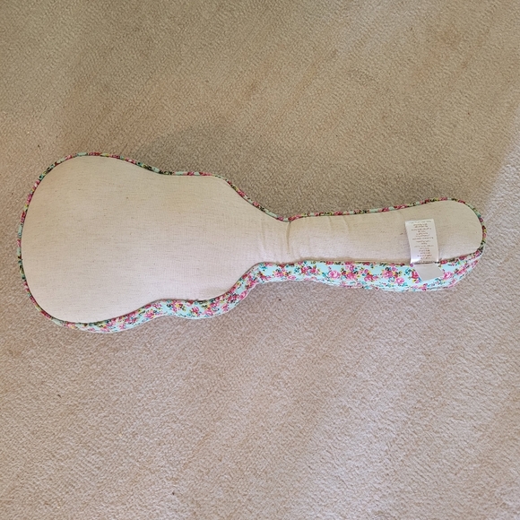 Junk Gypsy Floral Guitar Shaped Pillow with Heart Design - Picture 4 of 6